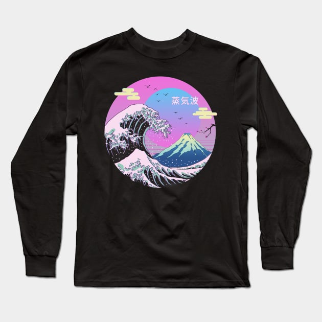 The Great Vaporwave Front and Back Print Long Sleeve T-Shirt by Vincent Trinidad Art